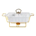 Мармитница фарфоровая прямоугольная 1 л, мрамор с золотом Мармитница фарфоровая прямоугольная 1 л, мрамор с золотом