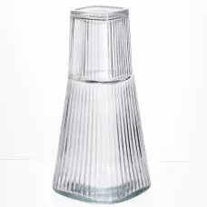 Графин со стаканом-крышкой 1/0,2 л рифленый, прозрачный