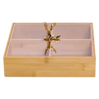 Менажница бамбуковая квадратная с крышкой 25*25*11 см