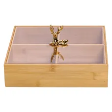 Менажница бамбуковая квадратная с крышкой 25*25*11 см