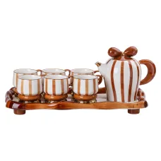 Чайный сервиз Retro на 6 персон фарфоровый 8 предметов, шоколад