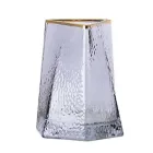 Ваза для цветов Goldland стеклянная 16 см, прозрачный с золотым ободком