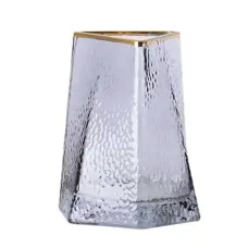 Ваза для цветов Goldland стеклянная 16 см, прозрачный с золотым ободком