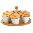 Набор баночек для сыпучих продуктов 6 штук на бамбуковой подставке