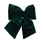 Бант новогодний со стразами бархатный 35*45 см, зеленый