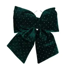 Бант новогодний со стразами бархатный 35*45 см, зеленый