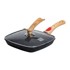 Сковорода-гриль MGC 24 см с антипригарным покрытием и съемной ручкой, черный