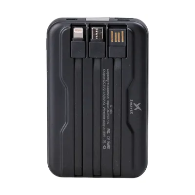 Повербанк 10000 mAh з бездротовою зарядкою USB-С/USB-A/microUSB/Apple Lightning 3 шнури в комплекті