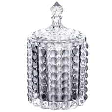 Конфетница из толстого стекла в восточном стиле с крышкой 16 см