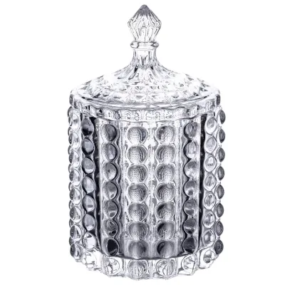 Конфетница из толстого стекла в восточном стиле с крышкой 16 см
