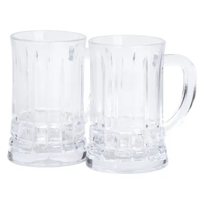 Набір пивних кухлів 2 штуки по 310 мл із товстого скла, прозорий Набір пивних кухлів 2 штуки по 310 мл із товстого скла, прозорий