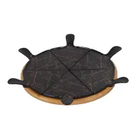 Блюдо для піци порцелянове на поворотній підставці, чорний мармур