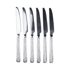 Набор столовых ножей 6 штук с фактурой, хром