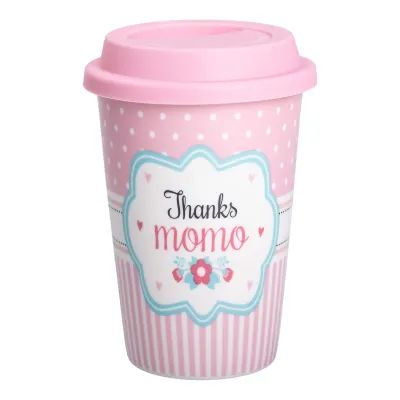 Стакан фарфоровый 420 мл с силиконовой крышкой, thanks momo