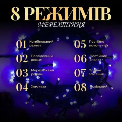 Гирлянда Нить 180 LED длина 16 метров, синий Гирлянда Нить 180 LED длина 16 метров, синий