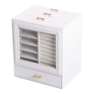 Шкатулка-комод для украшений 23х20х15 см из экокожи, белый