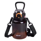 Бутылка для напитков с ремешком и трубочкой 700 мл, черный