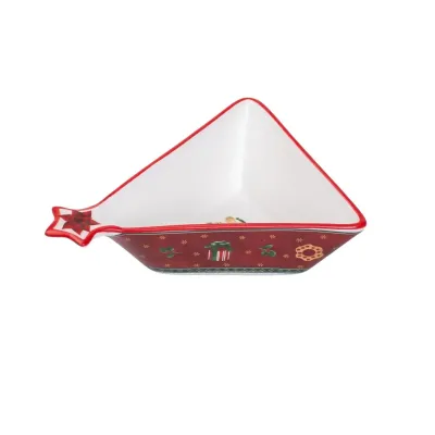 Пиала для десертов и закусок Christmas фарфоровая 15*12*4 см