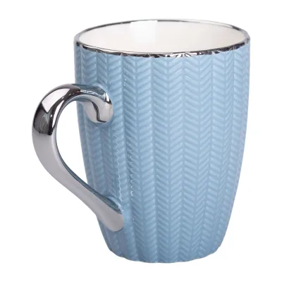 Чашка порцелянова 400 мл зі сріблястою ручкою, блакитний Чашка порцелянова 400 мл зі сріблястою ручкою, блакитний