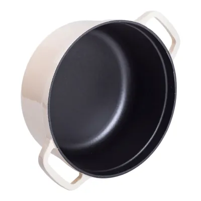 Кокотница чугунная с эмалированным покрытием 3 л, бежевый