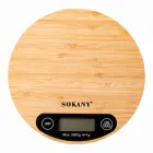 Весы кухонные электронные SOKANY SK-19024 до 5 кг с плоской платформой, дерево