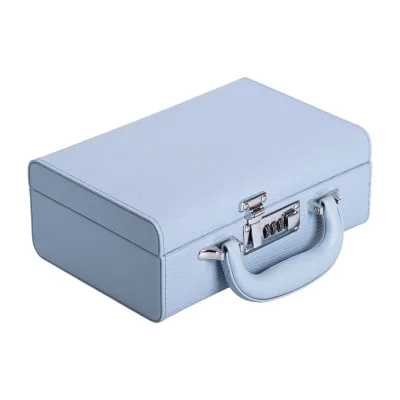 Кейс-органайзер для украшений с кодовым замком 24х16х9,5 см из экокожи, синий