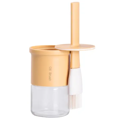 Банка для олії Oil Brush 300 мл із силіконовим пензликом, жовтий