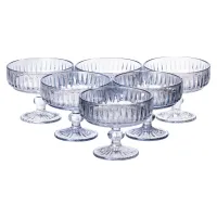 Набір креманок на ніжці 6 штук із товстого скла, блакитний