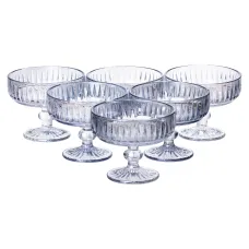 Набор креманок на ножке 6 штук из толстого стекла, голубой