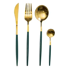 Набор столовых приборов 24 предмета на 6 персон, зеленый