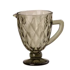 Кувшин для напитков 1 л фигурный граненый из толстого стекла, зеленый