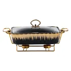 Мармитница фарфоровая прямоугольная 1,5 л со стеклянной крышкой, черный