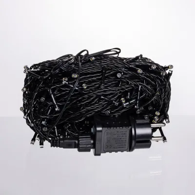 Гирлянда Нитка уличная 300 LED 30 м от сети черная нить, желтый