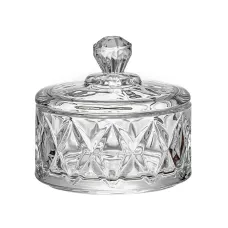 Конфетница с крышкой стеклянная под хрусталь, прозрачный
