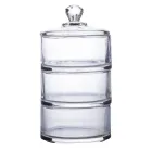 Конфетница трехуровневая с крышкой из толстого стекла