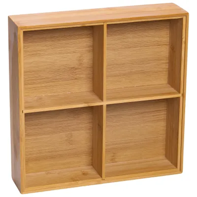 Менажница бамбуковая квадратная с крышкой 25*25*11 см