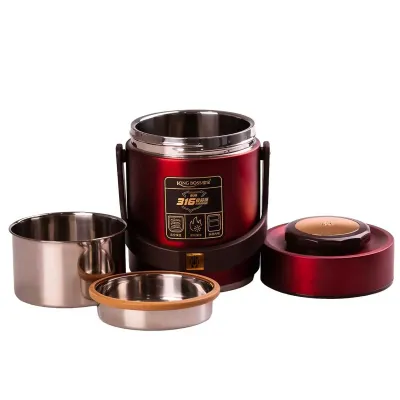 Термос для їжі King Boss 1,5 л з двома контейнерами з нержавіючої сталі, червоний