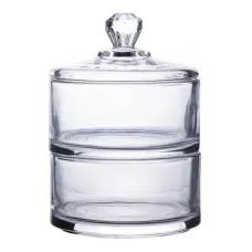 Конфетница двухуровневая Fiora Cher с крышкой из толстого стекла 15 см
