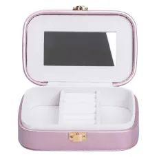 Шкатулка-органайзер для украшений из экокожи с накидным замком 15х10х5 см, лаванда