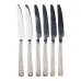 Набор столовых ножей 6 штук с фактурой, хром с золотом