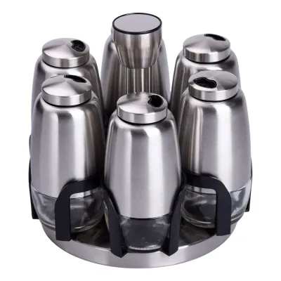 Набір для спецій на поворотній підставці 6 штук по 120 мл, хром