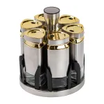 Набір ємностей для спецій на підставці 6 баночки по 120 мл, хром