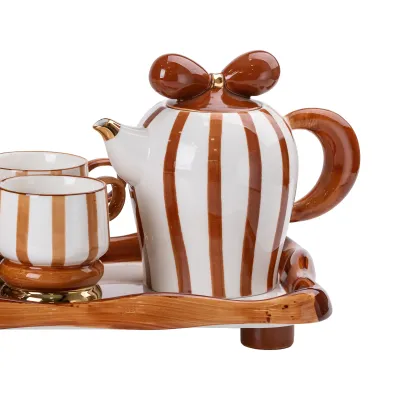 Чайний сервіз Retro на 6 персон порцеляновий 8 предметів, шоколад