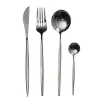 Набір столових приборів 24 предмети на 6 персон, чорне золото