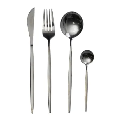 Набір столових приборів 24 предмети на 6 персон, чорне золото