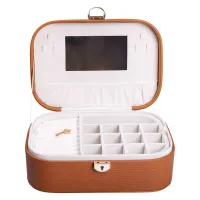 Скринька-органайзер для прикрас з екошкіри із замком 26х18х9,5 см, теракот