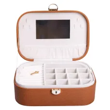 Шкатулка-органайзер для украшений из экокожи с замком 26х18х9,5 см, терракот