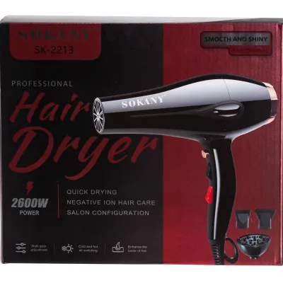 Фен для волосся SOKANY SK-2213 з 3 насадками 2600 Вт Фен для волосся SOKANY SK-2213 з 3 насадками 2600 Вт
