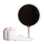 Косметическое зеркало с LED-подсветкой и органайзером 21 см, белый Косметическое зеркало с LED-подсветкой и органайзером 21 см, белый