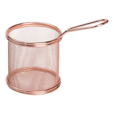 Кошик сервірувальний для фрі та снеків 9х9 см з гальванічним покриттям, рожеве золото